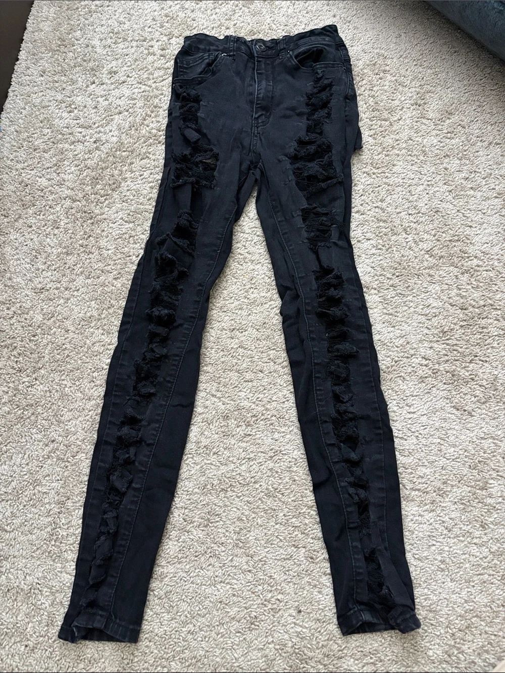 High-Rise Black Distressed Women's Jeans